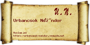 Urbancsok Nándor névjegykártya